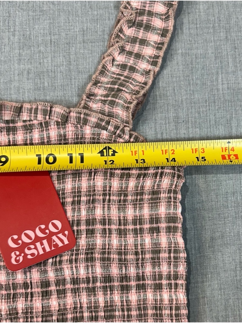 COCO & SHAY Pink Plaid Smocked Tank NWT - Picture 5 of 6